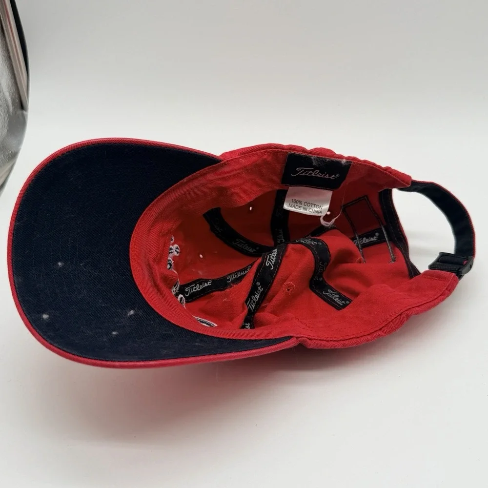 Titleist Pro V1 FootJoy FJ Hat Red Adjustable Strapback Golf Performance Cap